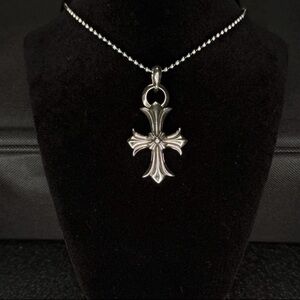 Chrome Hearts Big Cross Floral Pendant + mini Cross Necklace
